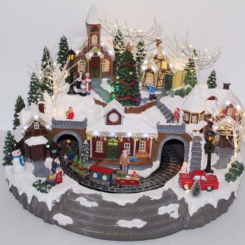Spieluhr Winterszene mit Weihnachtsstadt
