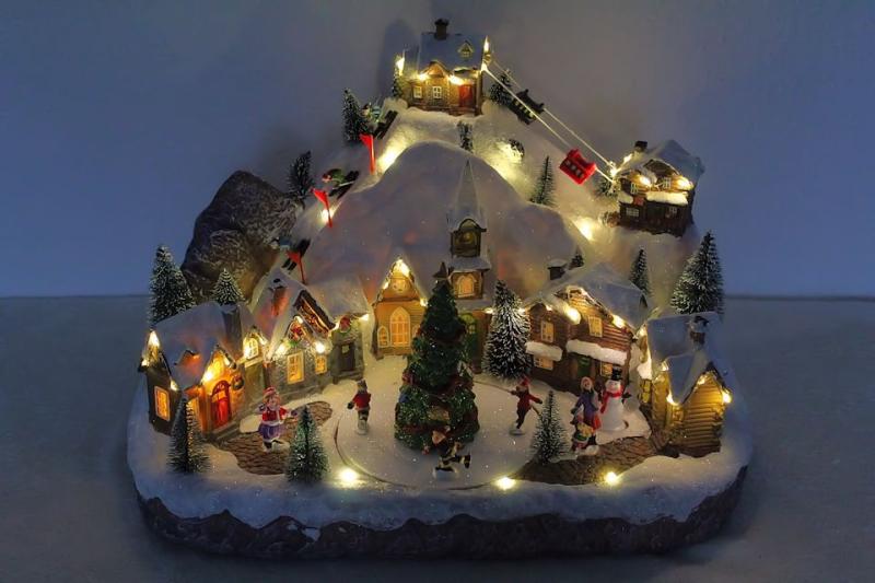 Spieluhr Winterszene mit Weihnachtsstadt